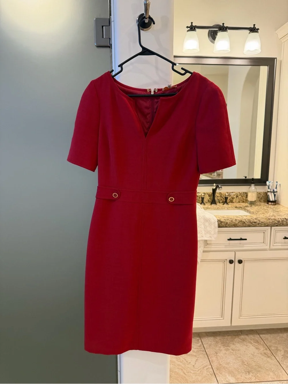 Tory Burch Crimson Short-Sleeve Sheath Dress